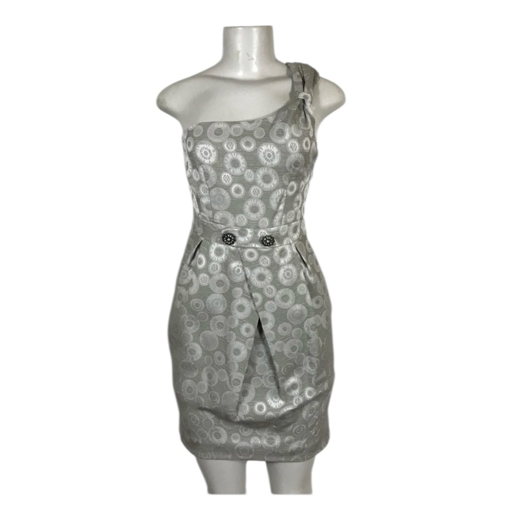 Moulinette Soeurs Dress Sz 0 Silver One-Shoulder Clubwear Cocktail Holiday Party